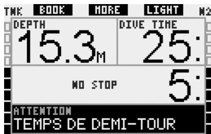 SCUBAPRO-UWATEC GALILEO LUNA - Temps en plongée et temps de demi-tour (par défaut : OFF) - 2