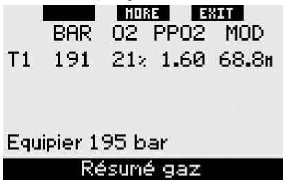 SCUBAPRO-UWATEC GALILEO LUNA - Tableau résumé des gaz - 1