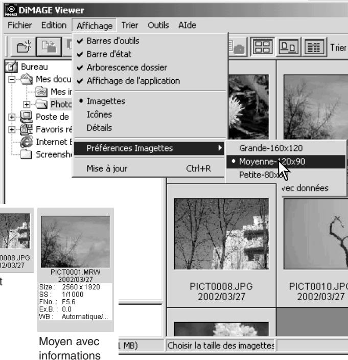 MINOLTA DIMAGE VIEWER - Modification du format des imagettes - 1