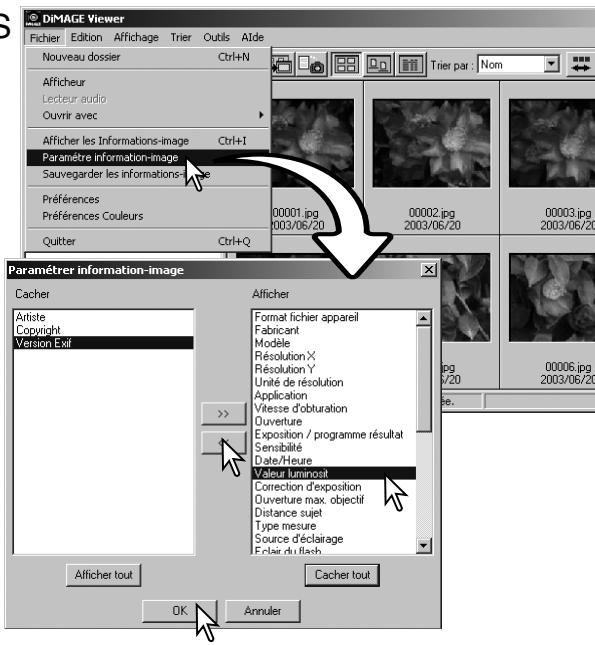 MINOLTA DIMAGE VIEWER 2.3 - Réglage des informations images - 1