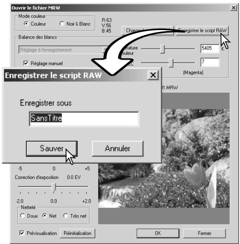 MINOLTA DIMAGE VIEWER 2.3 - Enregistrer les scripts RAW - 1