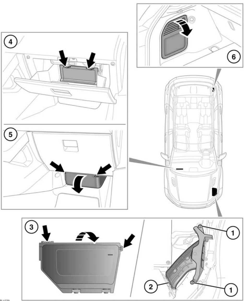LAND ROVER RANGE ROVER EVOQUE 2011 - Emplacement des BOITES à fusibles - 1