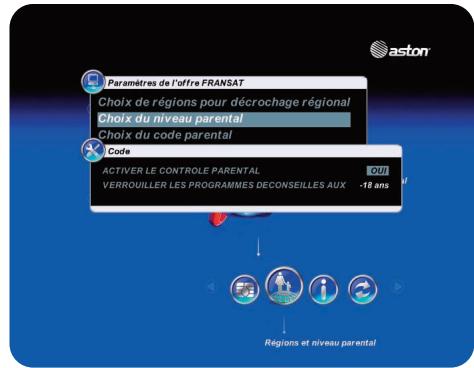 ASTON DIVA HD EASY - Fonction choix du niveau parental : - 2