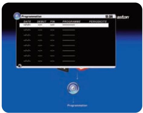 ASTON SIMBA HD PREMIUM TNTSAT - Sous-menu programmation - 1