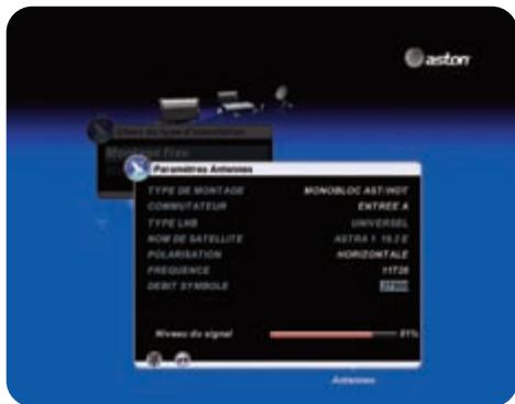 ASTON SIMBA HD PREMIUM TNTSAT - Sous-menu antennes - 2