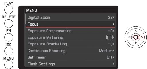LEICA Q TYP 116 - Accès à l'un des sous-menus des options - 3