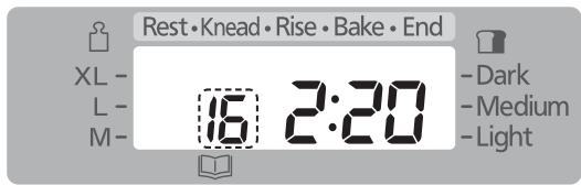 PANASONIC SD 2500 - Selezionare il menu per l'impasto [il display indica quando viene selezionato il menu '16' (SD-2500: '15')]. - 2