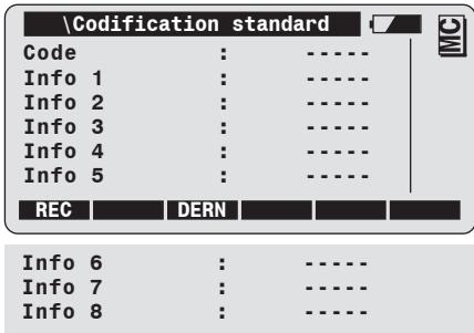 LEICA TPS1100 - Codage standard (sans liste de code) - 1
