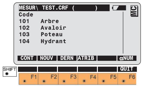 LEICA TPS1100 - Codage de point avec la liste de code - 3
