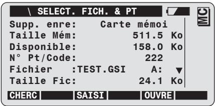 LEICA TPS1100 - Choisir et chercher un fichier/point - 1