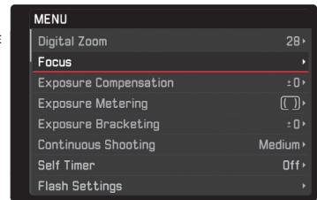LEICA VERSION Q TYPE 116 - Accès à l'un des sous-menus des options - 8