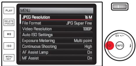 LEICA X - Een submenu verlaten zonder bevestiging van een instelling: - 1