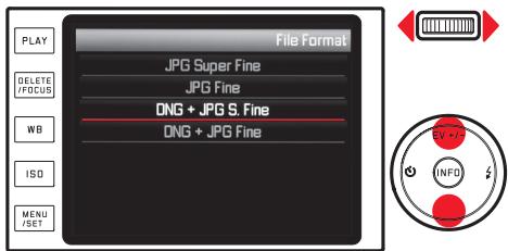 LEICA X - Een instelling/een waarde in een submenu selecteren: - 1