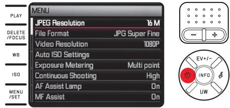 LEICA X-U TYP 113 - Verlaten van een submenu zonder bevestiging van een instelling: - 1