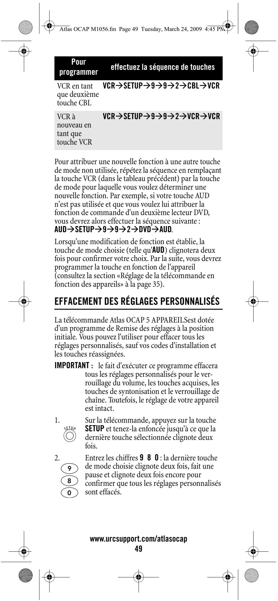 UNIVERSAL REMOTE CONTROL ATLAS OCAP 5-DEVICE - MODIFICATION DE LA FONCTION DES TOUCHES - 10