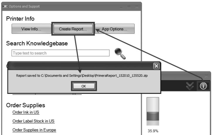 PRIMERA LX900E - CRÉER UN RAPPORT DE SUPPORT - 1