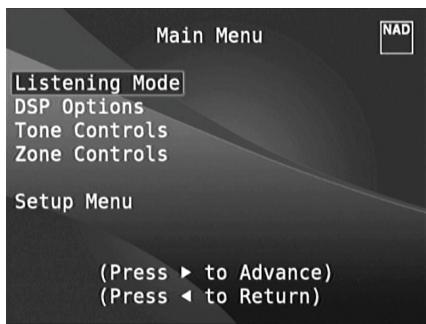 NAD T777 - MAIN MENU (MENU PRINCIPAL) - 1
