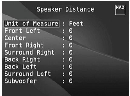 NAD T777 - SPEAKER DISTANCE (DISTANCE DES HAUT-PARLEURS) - 1