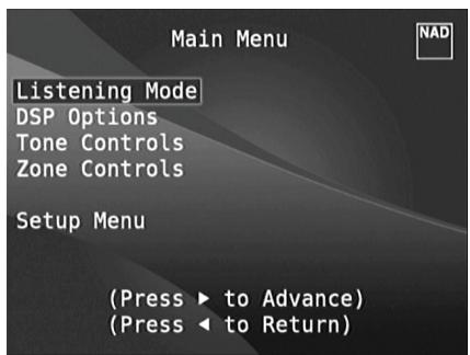 NAD T787 - MAIN MENU (MENU PRINCIPAL) - 1