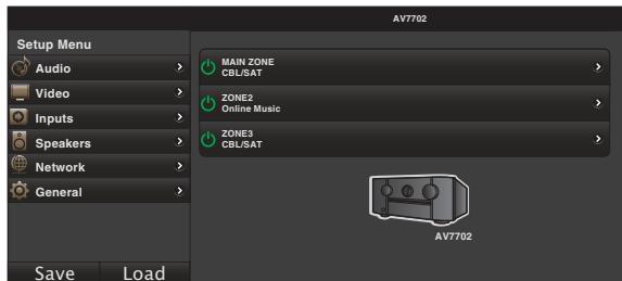 MARANTZ AV7702 MKII - Lorsque le menu principal est affché, cliquez sur l'élément de menu que vous pouze utiliser. - 1