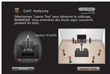 MARANTZ NR1607 - Lorsque l'écran suivant est affché, Sélectionnez "Lancer Test" puis appuyez sur ENTER. - 1