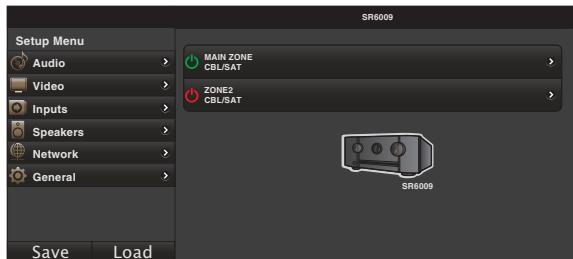 MARANTZ SR6009 - Lorsque le menu principal est affché, cliquez sur l'élément de menu que vous pouze utiliser. - 1