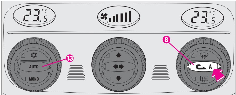 ALFA ROMEO GT 2008 - POUSSOIR D'ENCLENCHEMENT/ DÉSENCLENCHEMENT RECYCLAGE D'AIR INTÉRIEUR (fig. 107) - 1