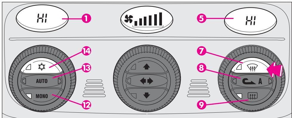 ALFA ROMEO GT 2008 - POUSSOIR DE DÉSEMBUAGE/DéGIVRAGE RAPIDE DES GLACES AVANT (fonction MAX-DEF) (fig. 109) - 1