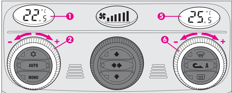 ALFA ROMEO GT 2008 - BOUTONS DE RÉGLAGE DE LA TEMPERATURE DE L'AIR (fig. 98) - 1
