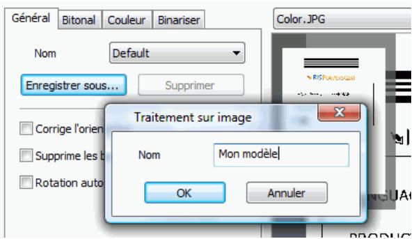 IRIS POWERSCAN 9.5 - Pour enregistrer le modèle de traitement des images : - 1