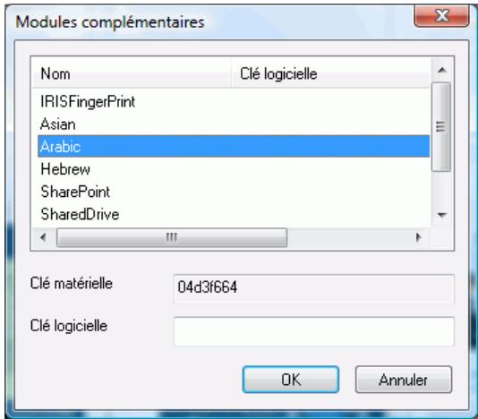 IRIS POWERSCAN 9.5 - Pour enregistrer un module complémentaire : - 1