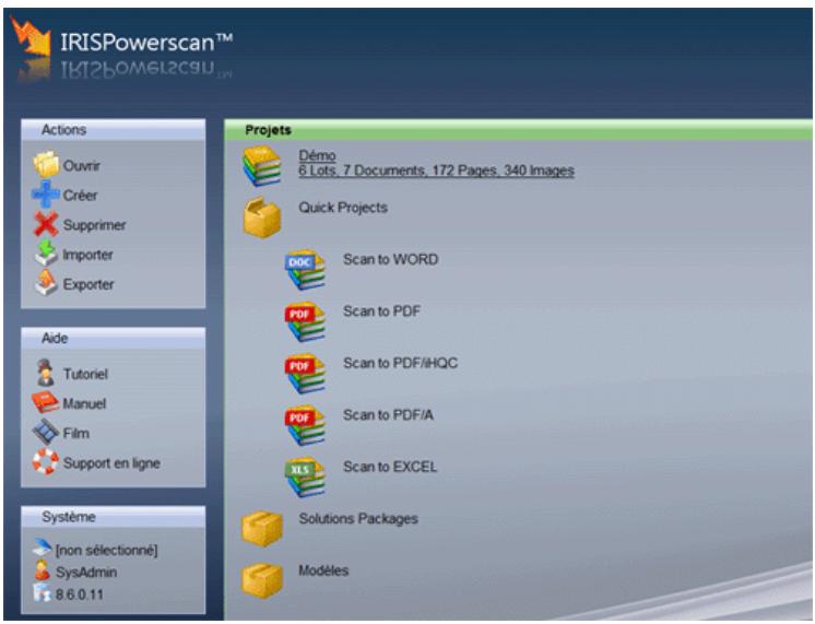 IRIS POWERSCAN 9.5 - Fenétre de demarrage - 1