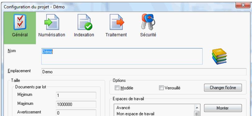 IRIS POWERSCAN 9.5 - Pour accéder à la fenêtre configuration du projet : - 1