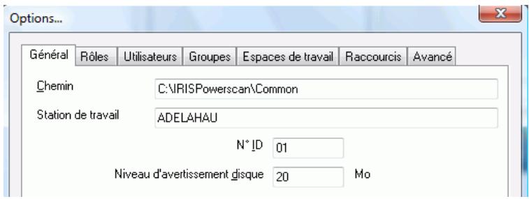 IRIS POWERSCAN 9.5 - Pour définir les options du logiciel : - 1