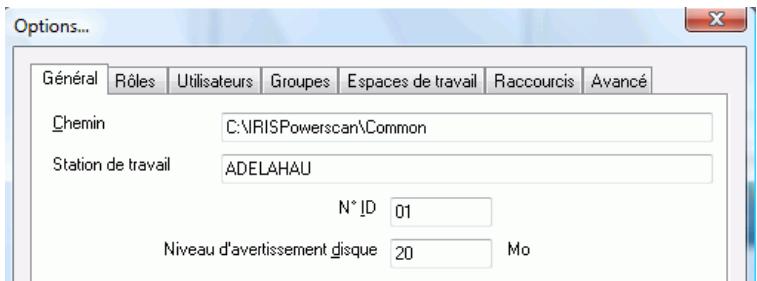 IRIS POWERSCAN 9.5 - Pour définir les options générales : - 1
