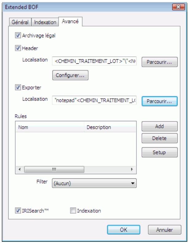 IRIS POWERSCAN 9.5 - Pour configurer les options avancées : - 1