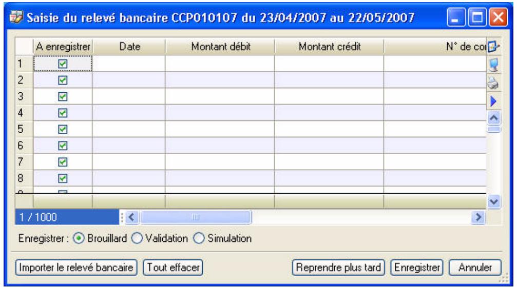 CIEL COMPTA EVOLUTION V14 - Fenêtre de saisie du relevé bancaire - 1