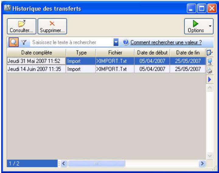CIEL COMPTA EVOLUTION V14 - Historique des transferts - 1