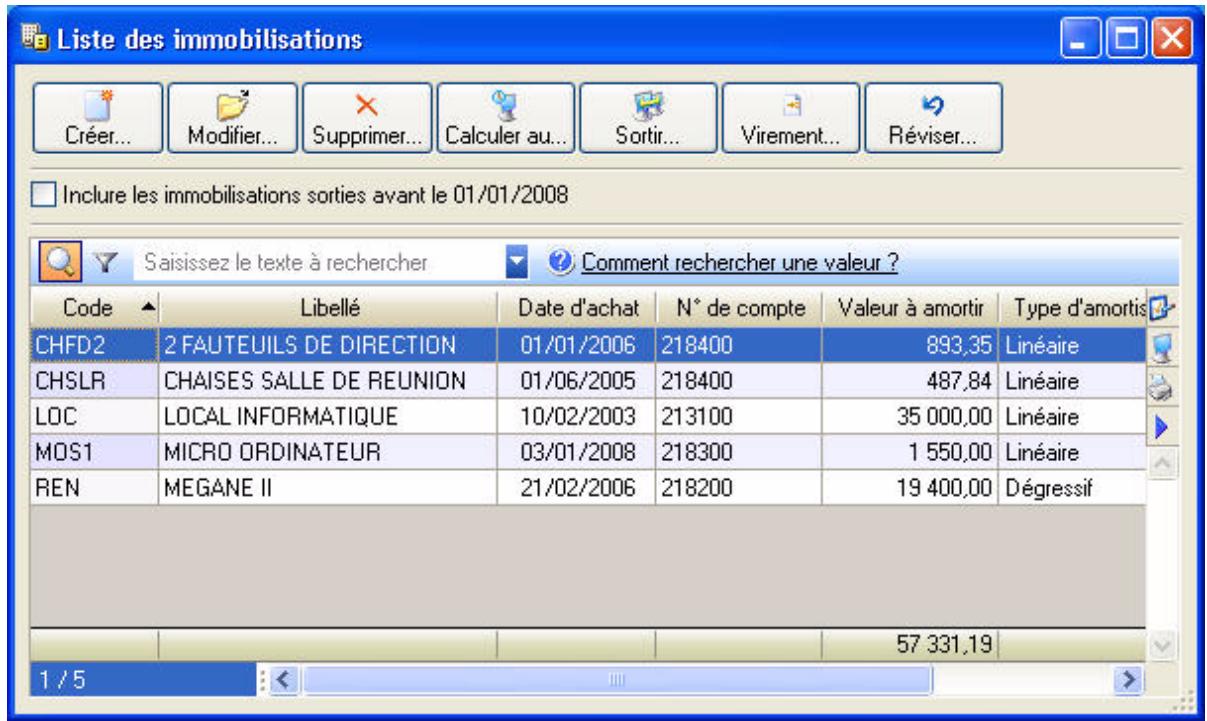 CIEL COMPTA V14 - La liste des immobilisations - 1