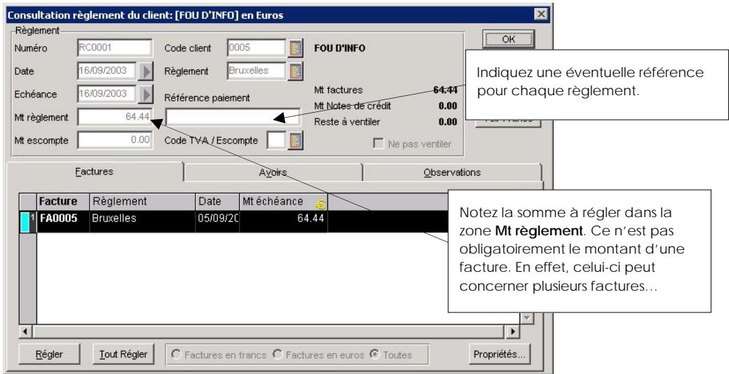 CIEL GESTION COMMERCIALE 11 - La fiche Règlement client - 1