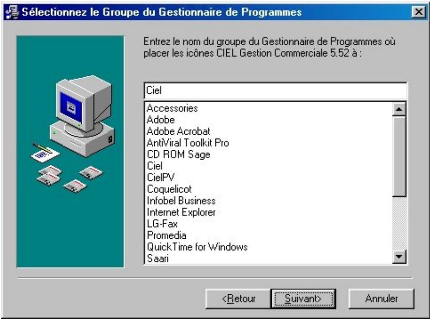 CIEL GESTION COMMERCIALE 11 - Indiquer le groupe de programme (par défaut « Ciel ») - 1