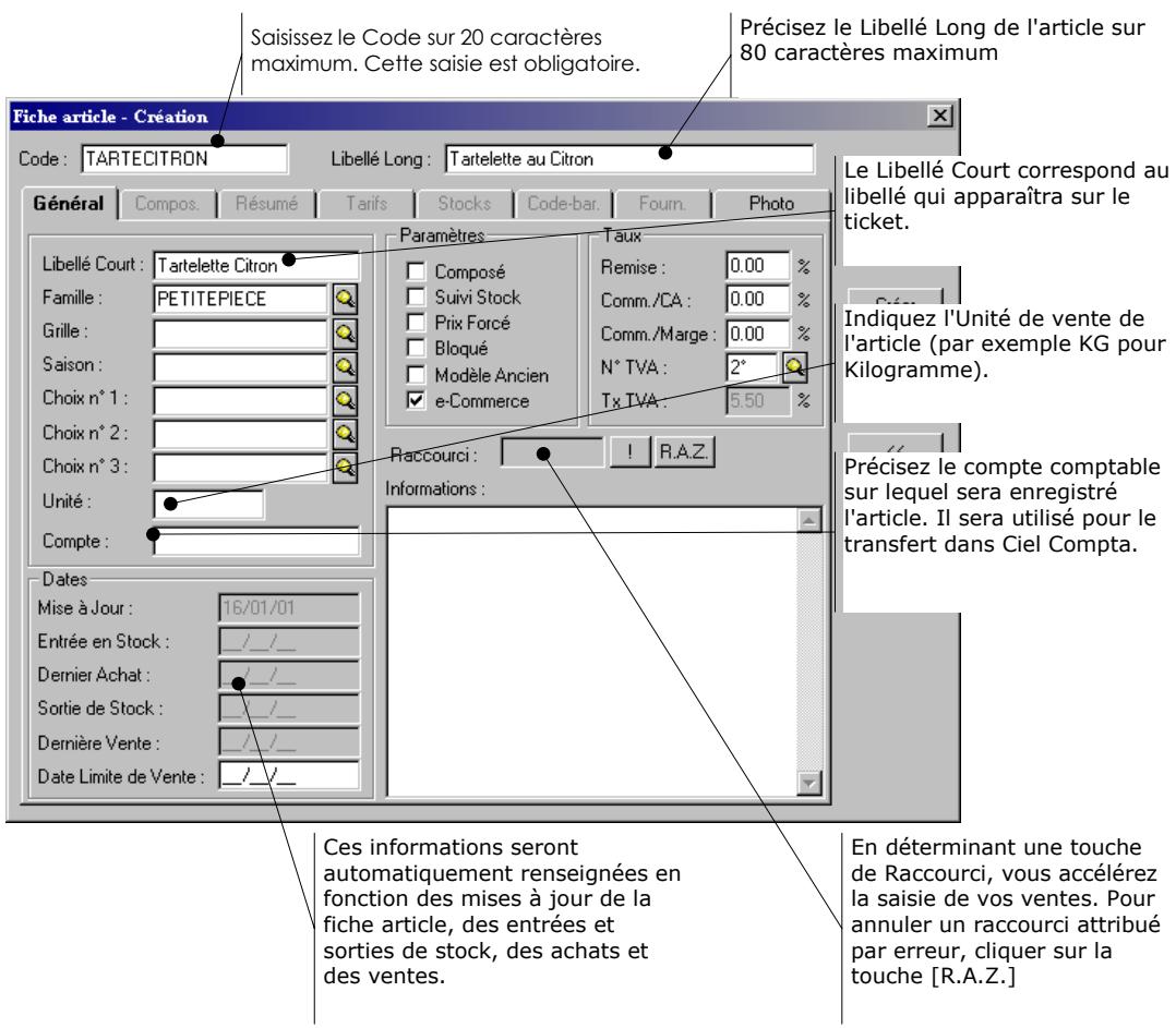 CIEL POINT DE VENTE 6 - Completer une fiche Article - 1