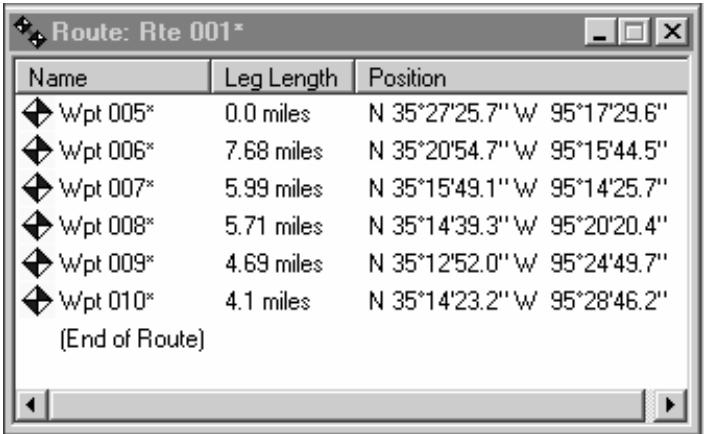 EAGLE MAPCREATE 6 - Listedes Waypointsd'un Itinéraire - 1
