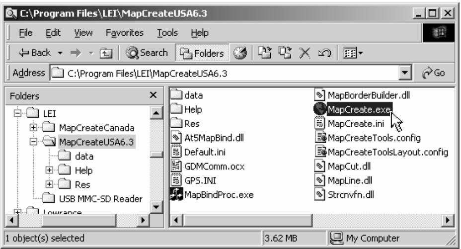 EAGLE MAPCREATE 6 - Pour lancer MapCreate depuis l'Explorateur Windows: - 1