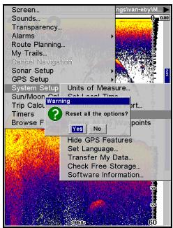EAGLE SEACHARTER 642CDF IGPS - Réinitialisation des Options - 2