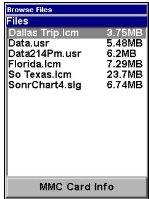 EAGLE SEACHARTER 642CDF IGPS - Visualiser les Fichiers MMC et l'Espace Libre disponible - 2