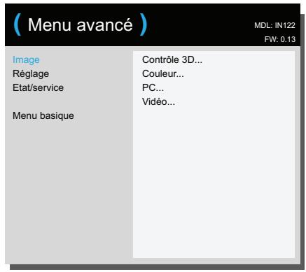 INFOCUS IN 116,  IN105,  IN116,  IN124,  IN126 - Menu avancé - 1