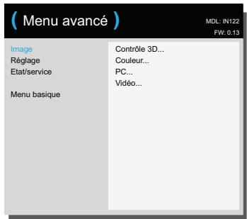 INFOCUS IN 116,  IN105,  IN116,  IN124,  IN126 - Utiliser les menus - 9