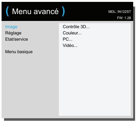 INFOCUS IN124ST,  IN126ST - Menu avancé - 1