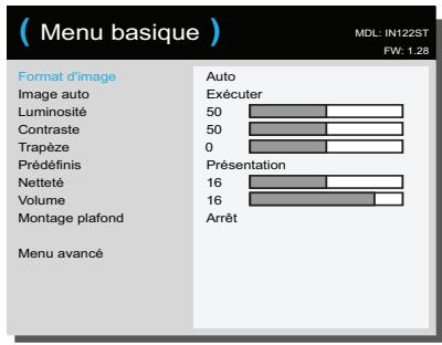 INFOCUS IN124ST,  IN126ST - Utiliser les menus - 2